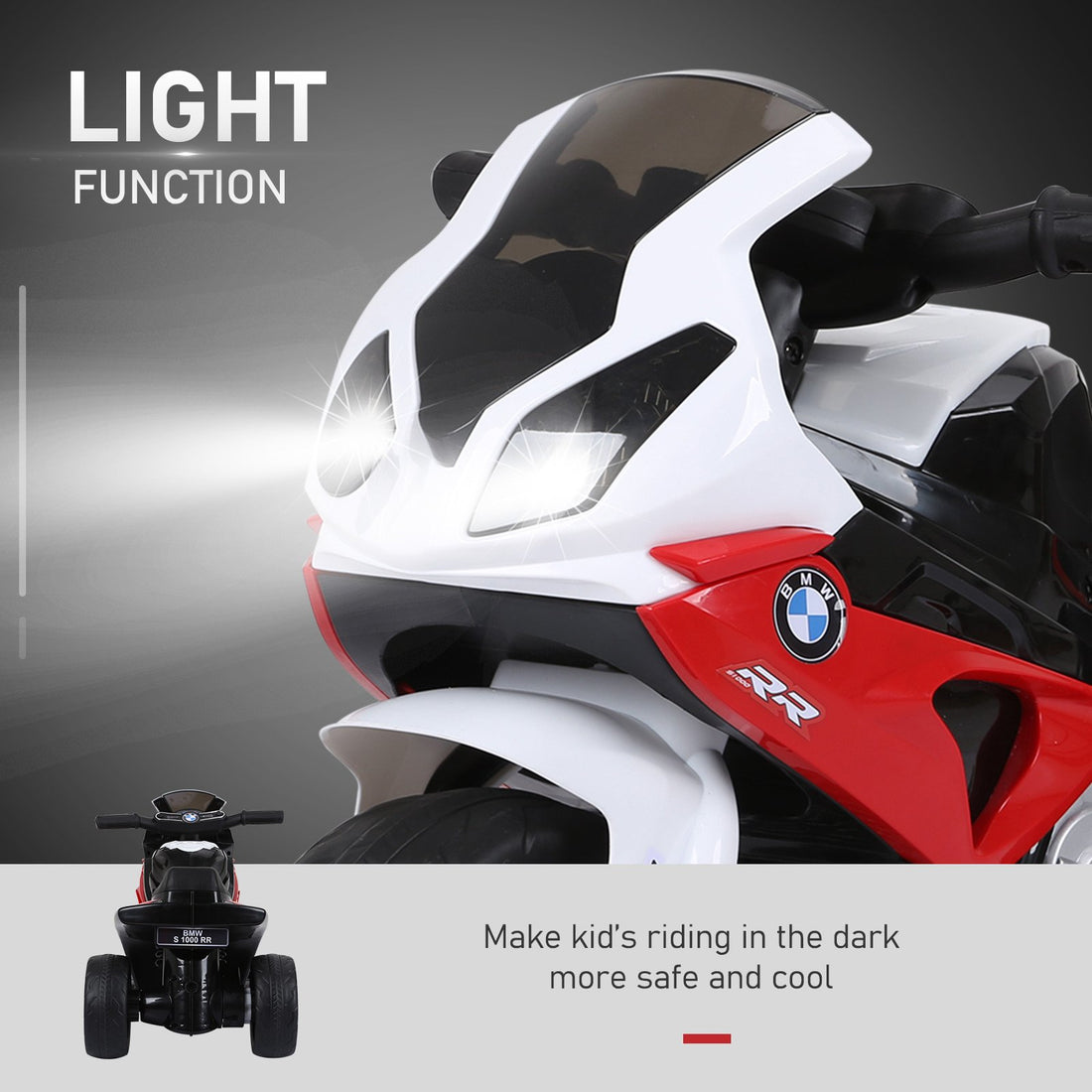 HOMCOM Compatible for Kids 3 Wheel Electric Motorbike Ride on Motorcycle w/ Headlights Music Battery Powered Play Bike 6V Red BMW S1000RR - GlenGiftsuk