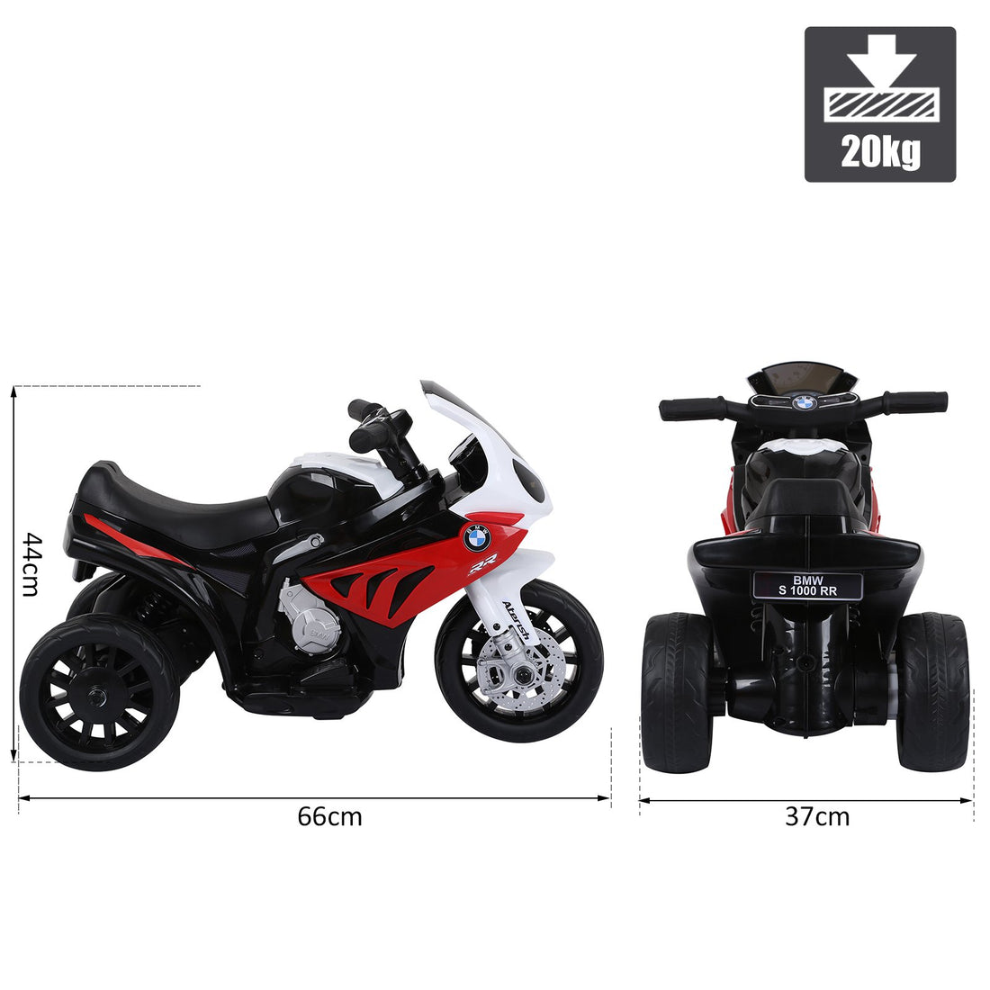 HOMCOM Compatible for Kids 3 Wheel Electric Motorbike Ride on Motorcycle w/ Headlights Music Battery Powered Play Bike 6V Red BMW S1000RR - GlenGiftsuk