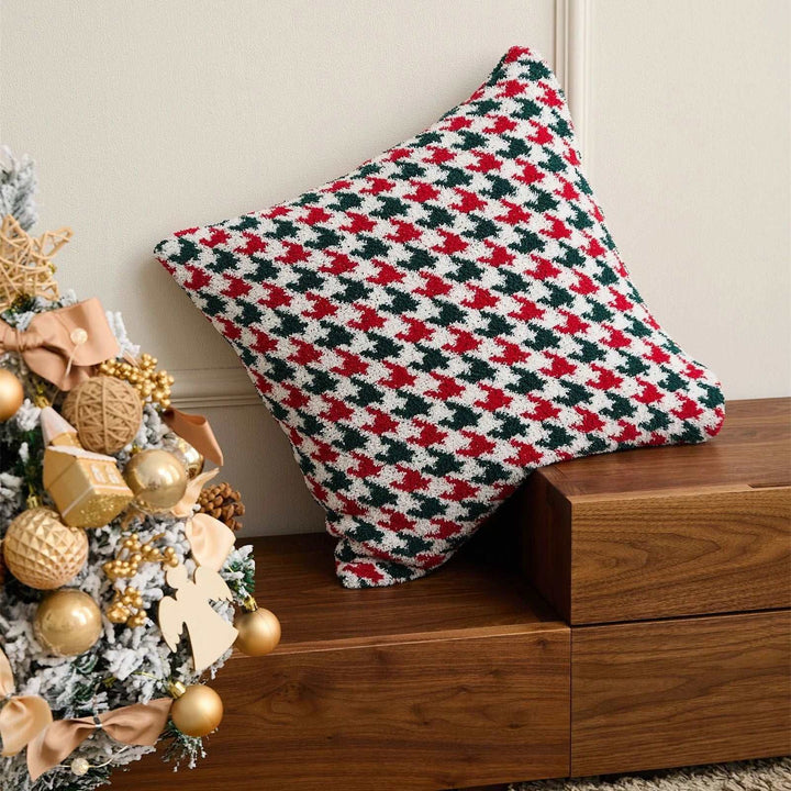 Houndstooth Christmas Cushion Cover - GlenGiftsuk