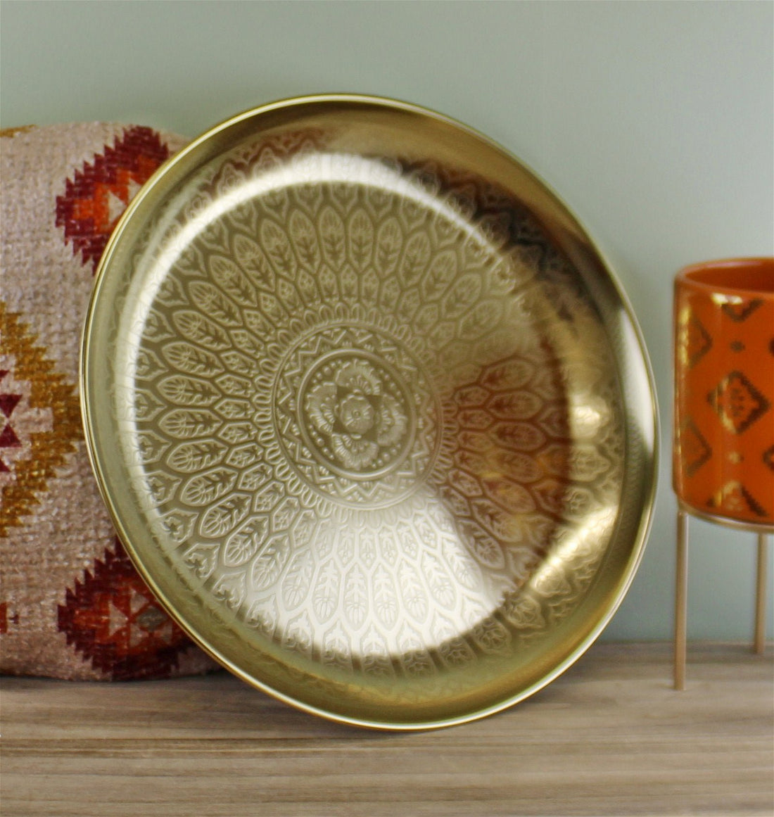 Kasbah Design Decorative Gold Metal Tray - GlenGiftsuk