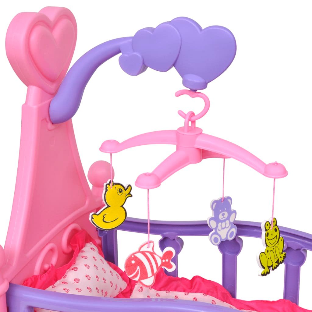 Kids'/Children's Playroom Toy Doll Bed Pink + Purple - GlenGiftsuk