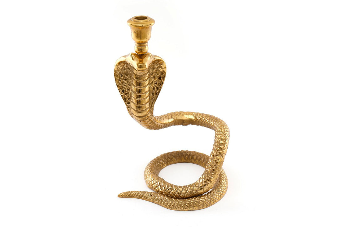 Large Gold Snake Candle Holder - GlenGiftsuk