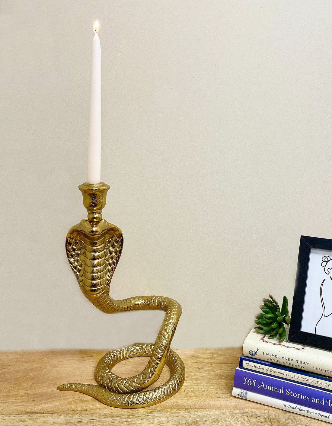 Large Gold Snake Candle Holder - GlenGiftsuk