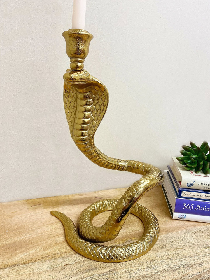 Large Gold Snake Candle Holder - GlenGiftsuk