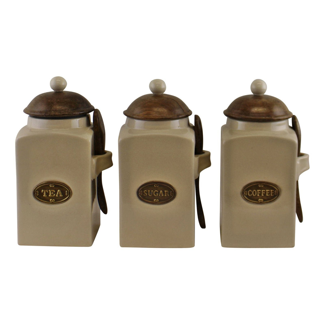 Large Tea, Coffee & Sugar Canisters With Spoons - GlenGiftsuk