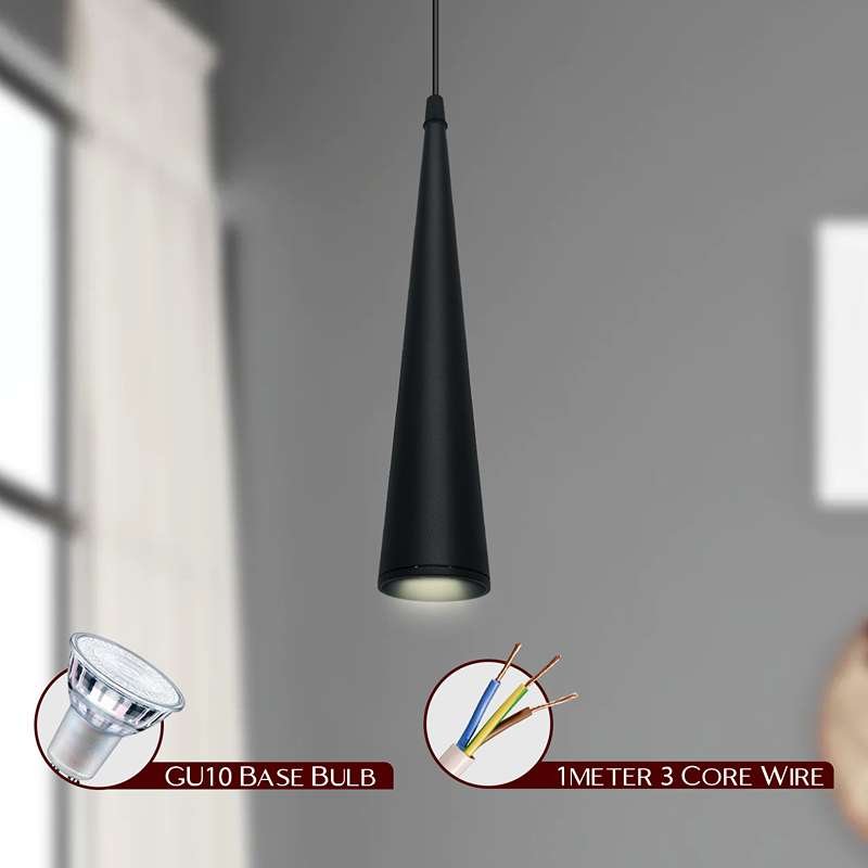 Long Cone Pendant Light Black Tube Conical Ceiling Hanging Light ~4594 - GlenGiftsuk