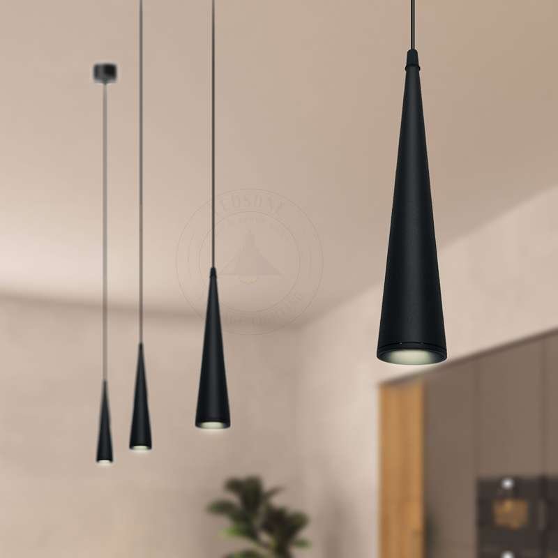 Long Cone Pendant Light Black Tube Conical Ceiling Hanging Light ~4594 - GlenGiftsuk