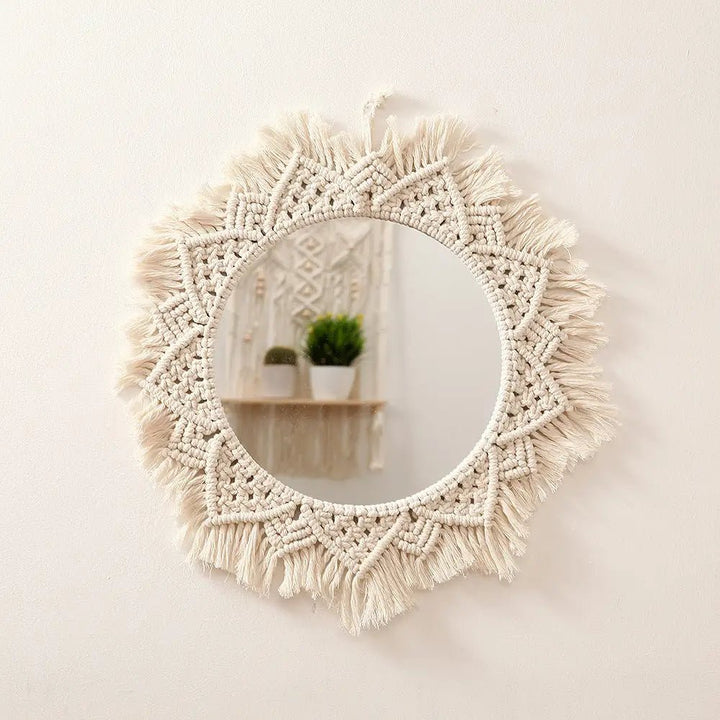 Macrame Wall Mirror Round - GlenGiftsuk