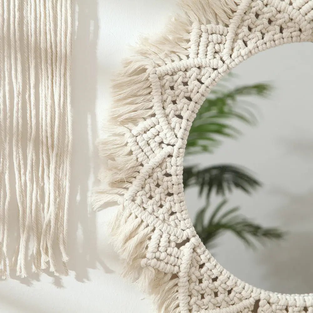 Macrame Wall Mirror Round - GlenGiftsuk