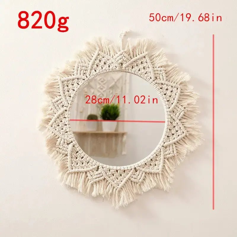 Macrame Wall Mirror Round - GlenGiftsuk