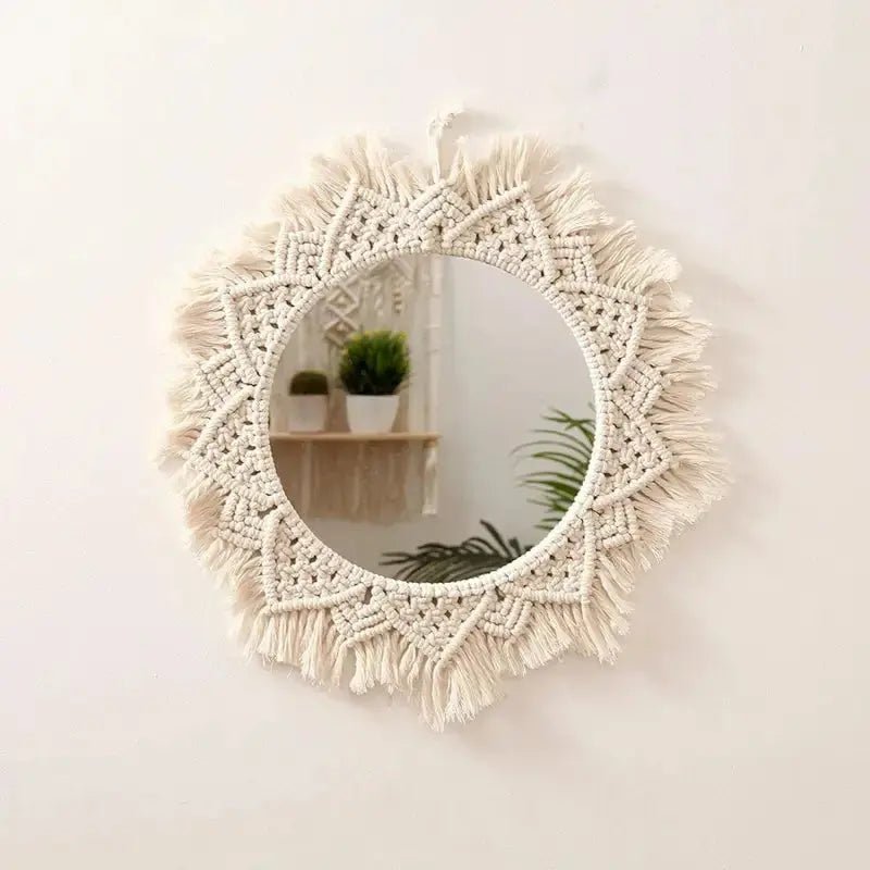 Macrame Wall Mirror Round - GlenGiftsuk