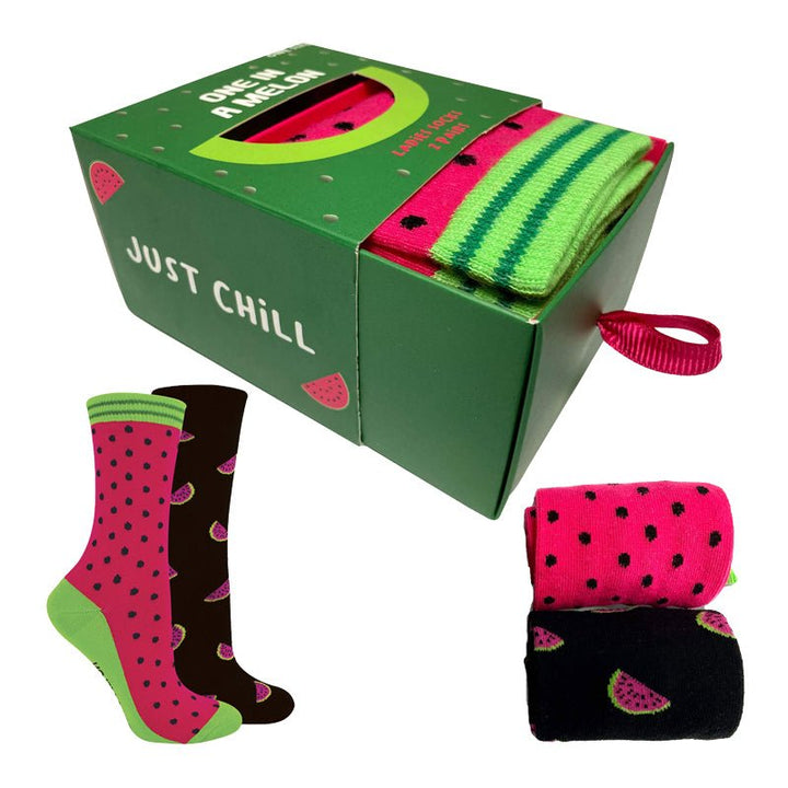 Melon Fruit Socks Novelty Gift Box 2 Pairs Ladies - GlenGiftsuk