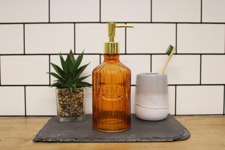 Orange Glass Soap Dispenser - GlenGiftsuk