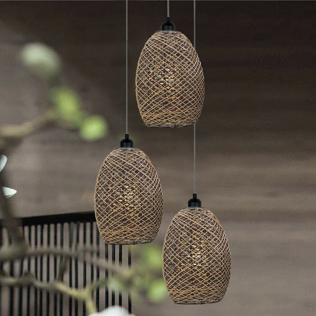 Rattan Wicker Ceiling Pendant Light Shade Hanging Light Antique décor Lampshade~1334 - GlenGiftsuk