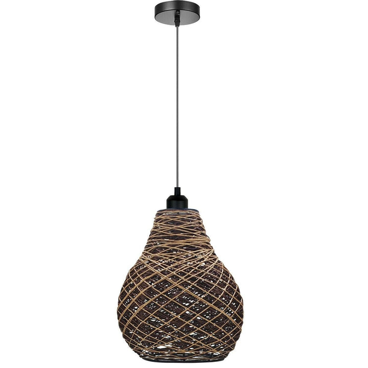 Rattan Wicker Ceiling Pendant Light Shade Hanging Light Antique décor Lampshade~1334 - GlenGiftsuk