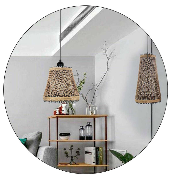 Rattan Wicker Ceiling Pendant Light Shade Hanging Light Antique décor Lampshade~1334 - GlenGiftsuk