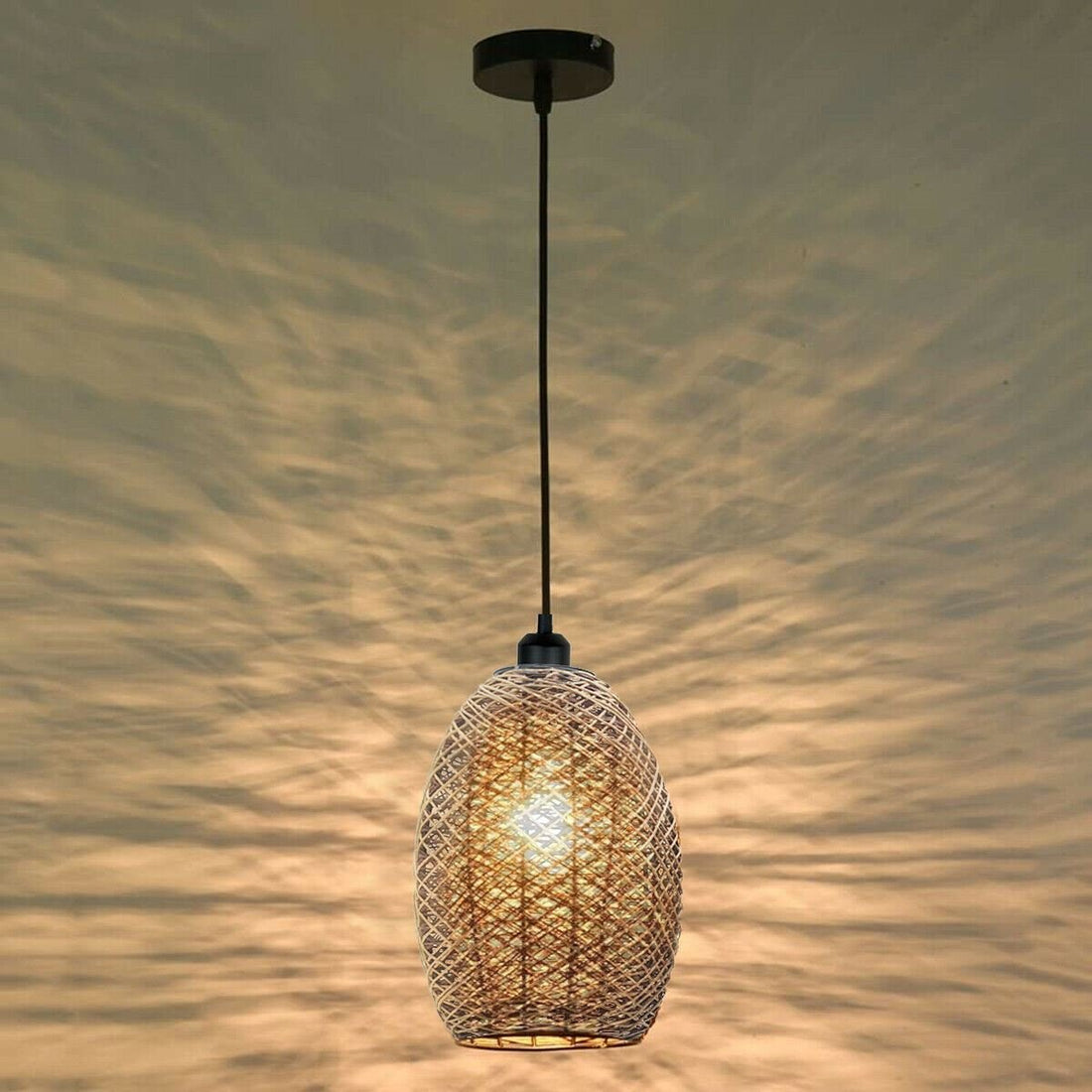 Rattan Wicker Ceiling Pendant Light Shade Hanging Light Antique décor Lampshade~1334 - GlenGiftsuk