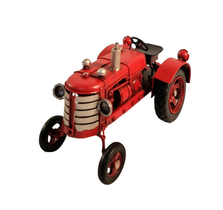 Red Metal Tractor Ornament 17cm - GlenGiftsuk