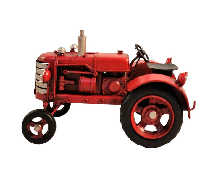 Red Metal Tractor Ornament 17cm - GlenGiftsuk