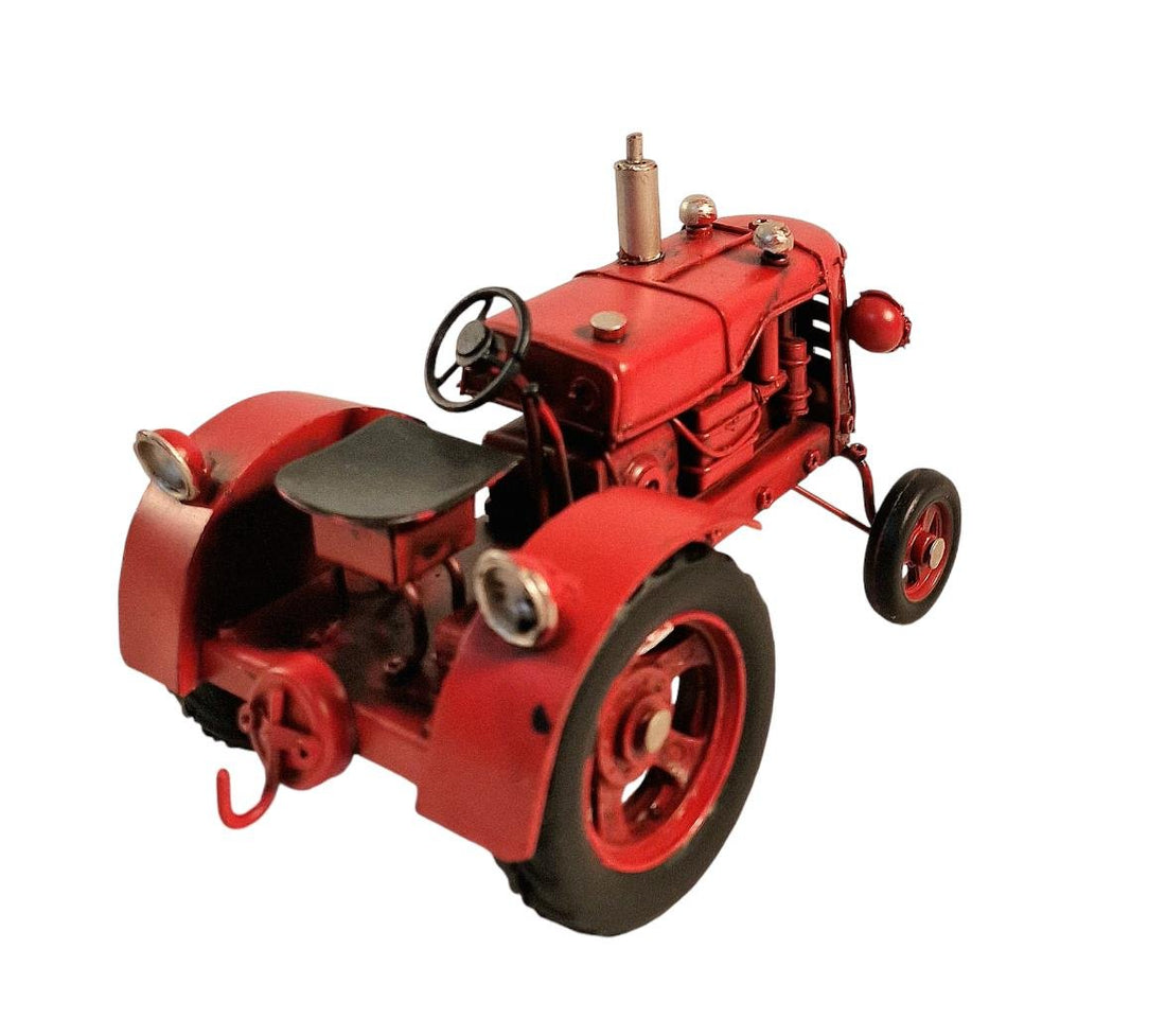 Red Metal Tractor Ornament 17cm - GlenGiftsuk