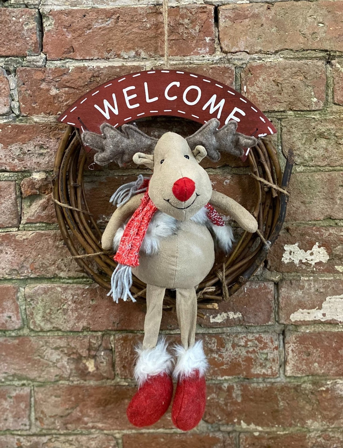 Red Nose Deer Wall Decoration 46cm - GlenGiftsuk