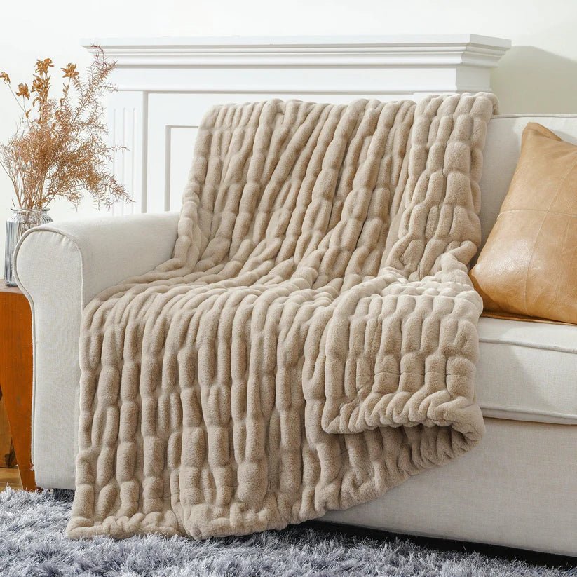 Reversible Rabbit Fur Blanket - GlenGiftsuk