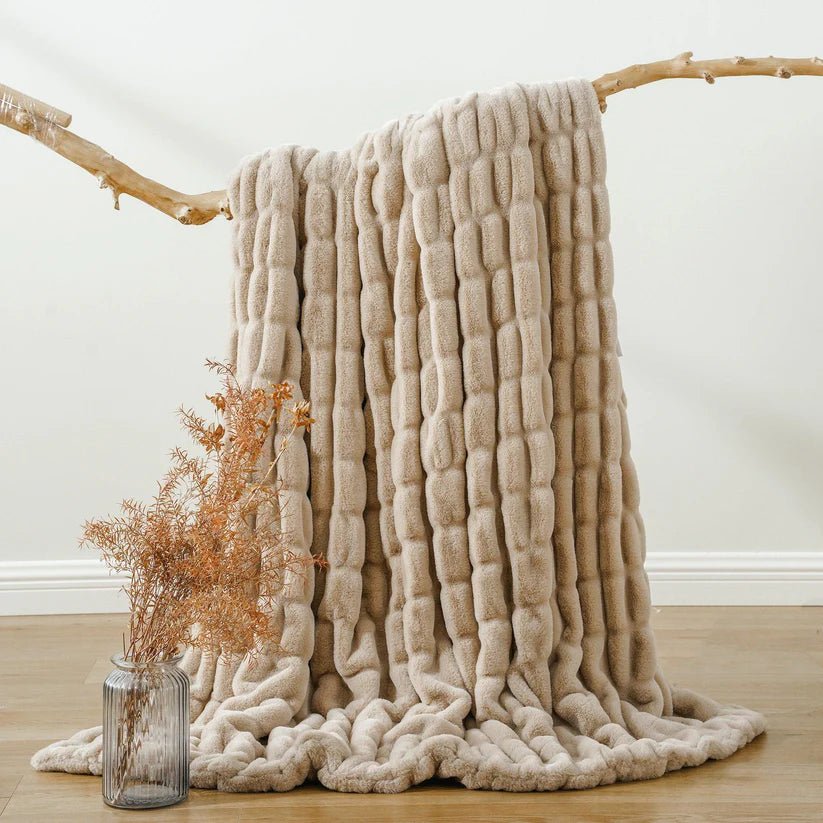 Reversible Rabbit Fur Blanket - GlenGiftsuk