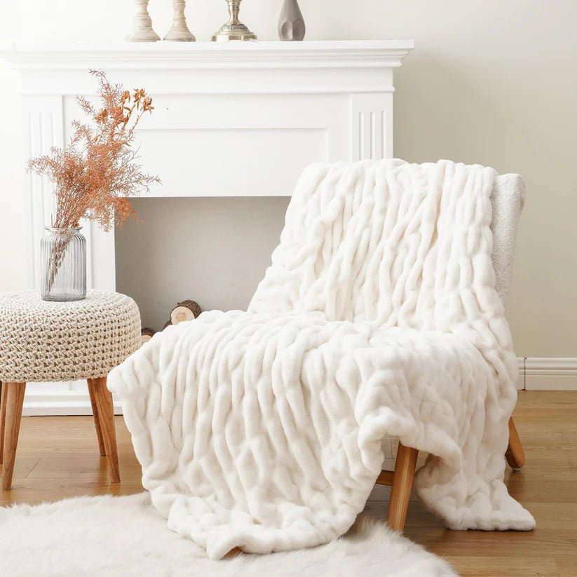 Reversible Rabbit Fur Blanket - GlenGiftsuk