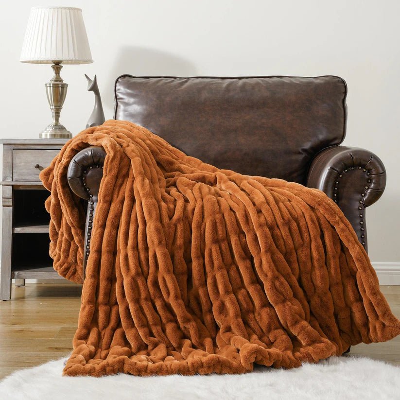 Reversible Rabbit Fur Blanket - GlenGiftsuk