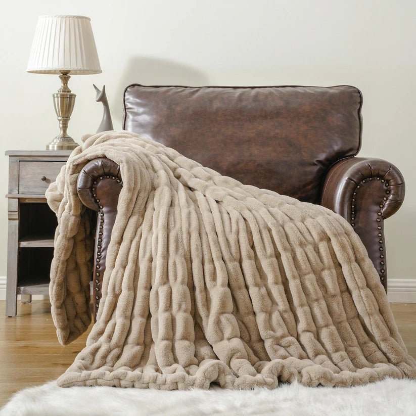 Reversible Rabbit Fur Blanket - GlenGiftsuk