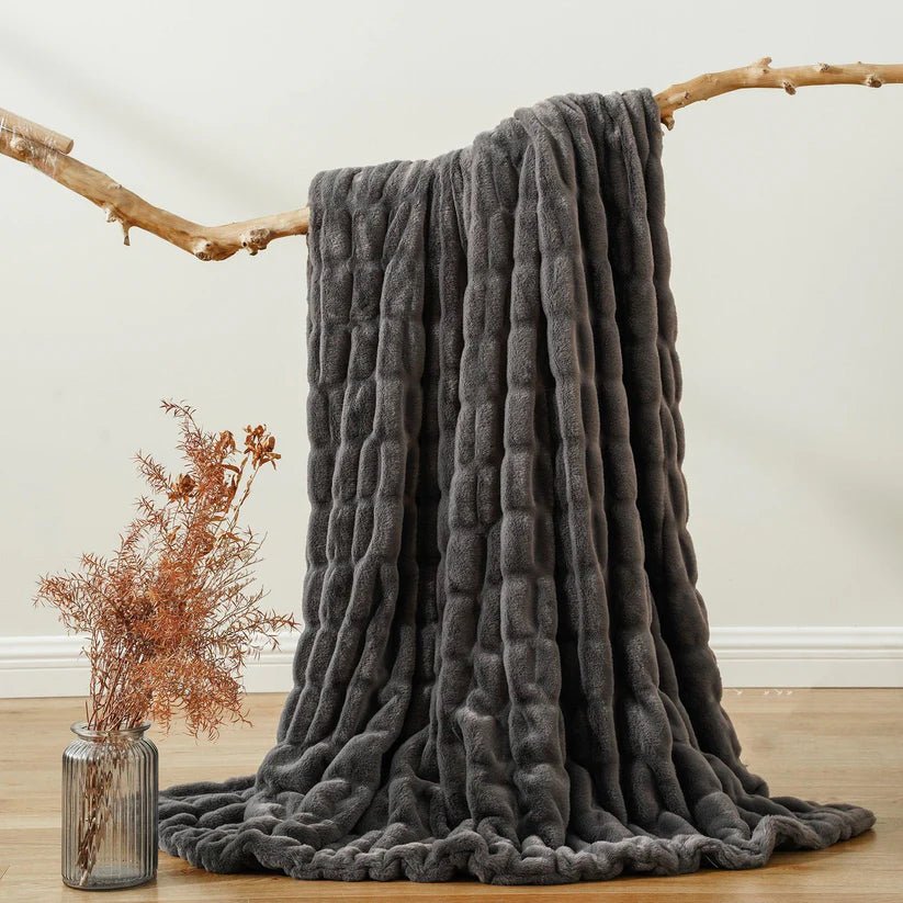 Reversible Rabbit Fur Blanket - GlenGiftsuk