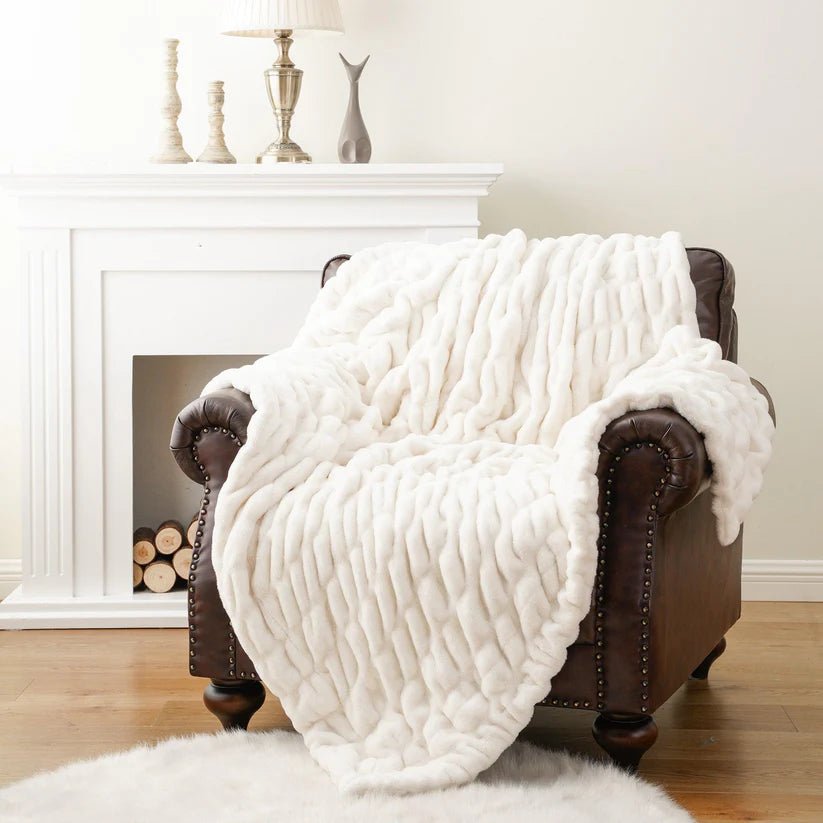 Reversible Rabbit Fur Blanket - GlenGiftsuk