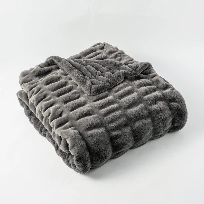 Reversible Rabbit Fur Blanket - GlenGiftsuk