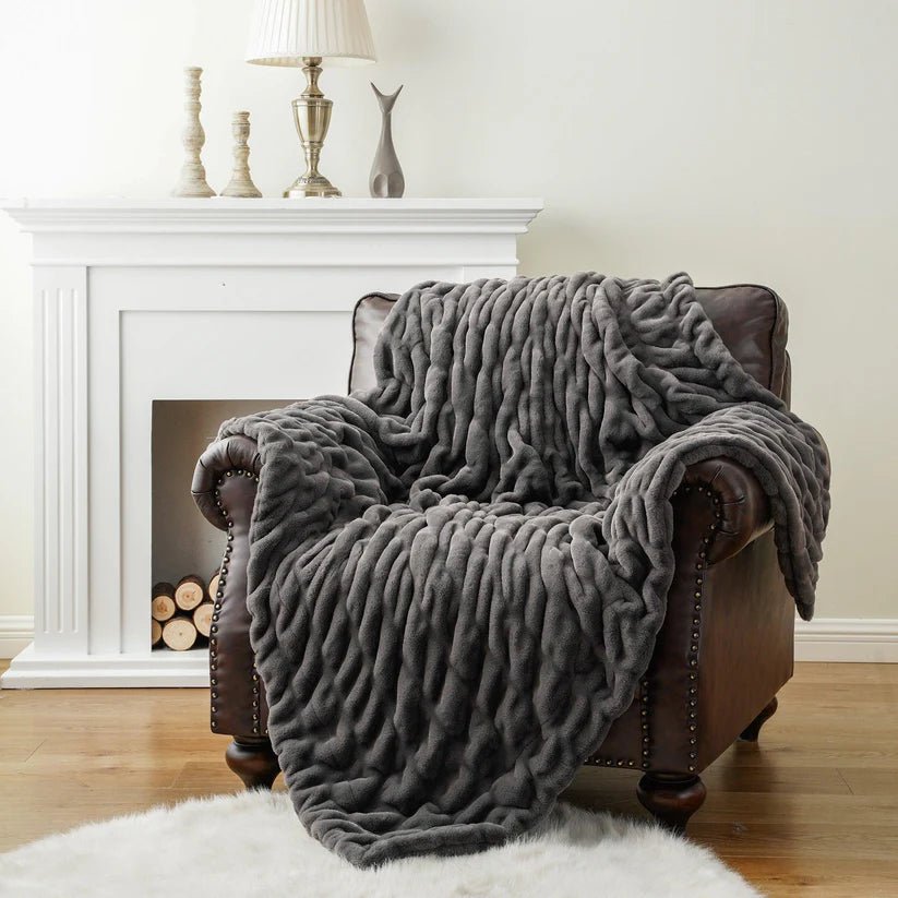 Reversible Rabbit Fur Blanket - GlenGiftsuk