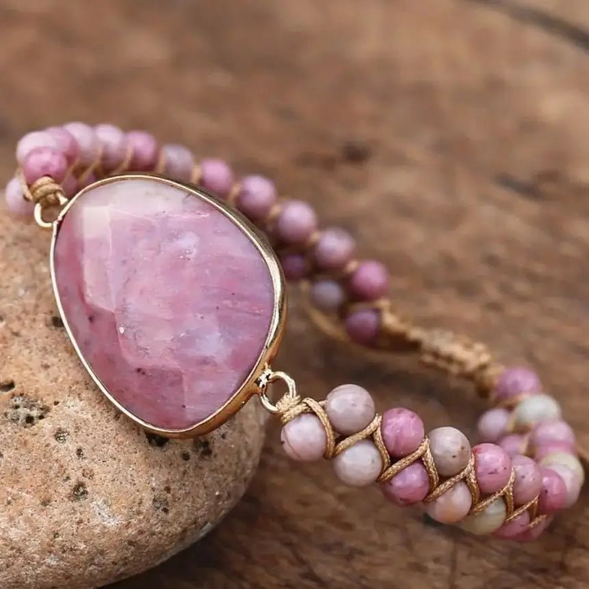 Rhodonite Hand Woven Bracelet - GlenGiftsuk