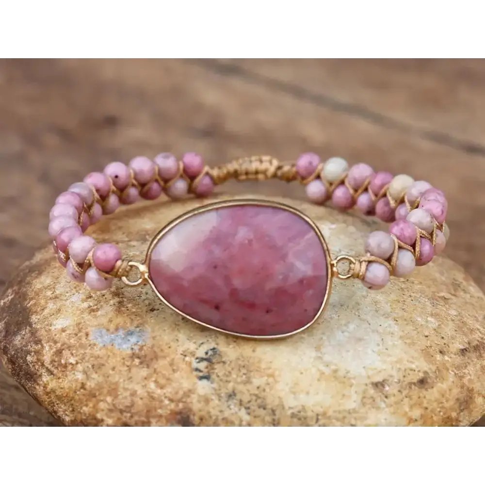 Rhodonite Hand Woven Bracelet - GlenGiftsuk