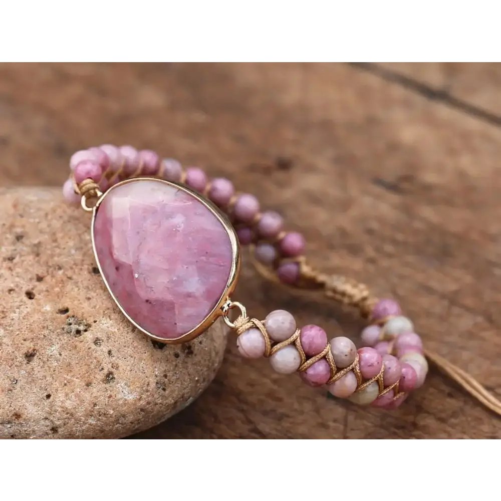 Rhodonite Hand Woven Bracelet - GlenGiftsuk