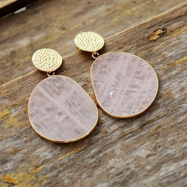 Rose Quartz Dangle Earrings - GlenGiftsuk