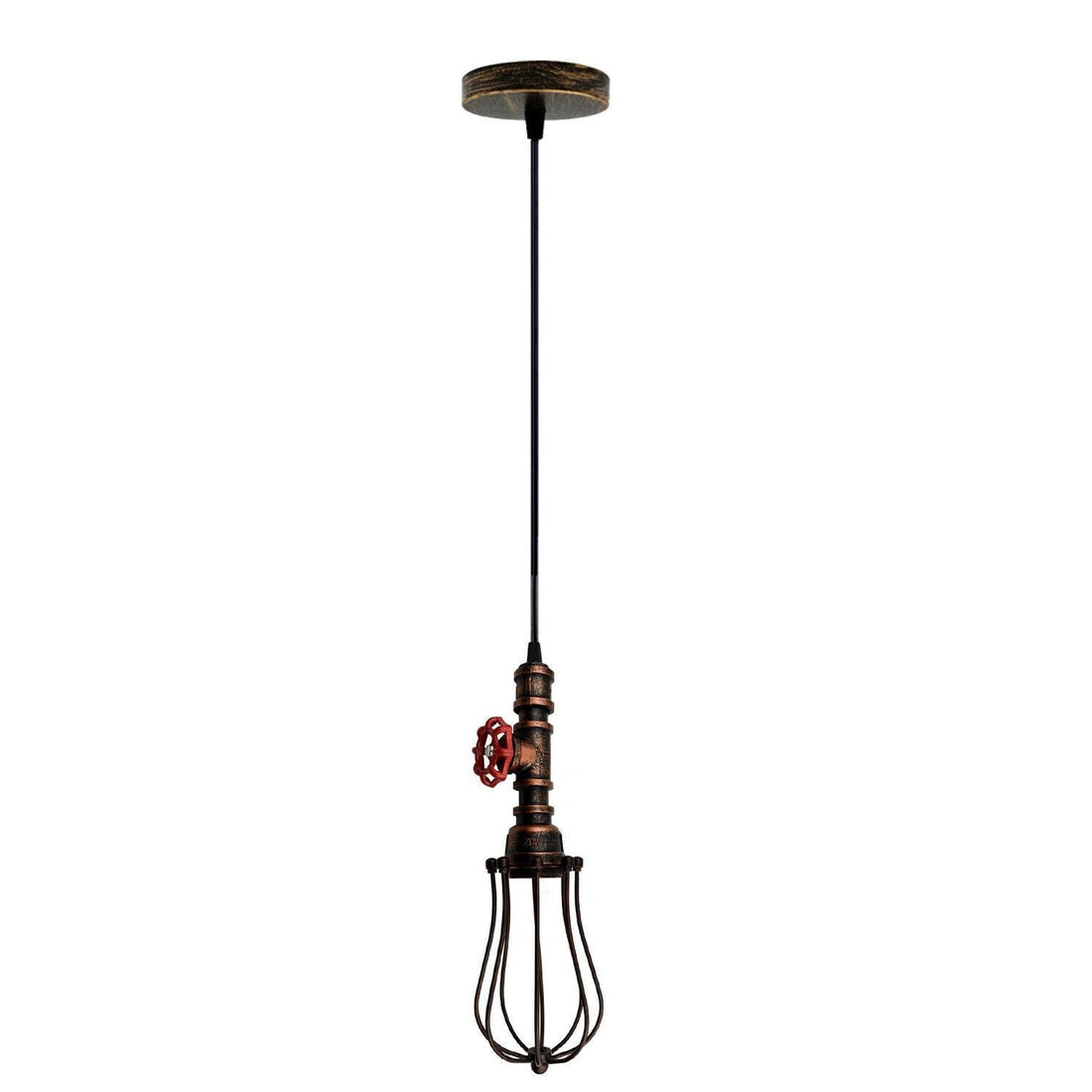 Rustic Red Pendant Light Steampunk Pipe Light Balloon Cage Lamp Hanging Indoor Light Fitting For Kitchen, Living room~1194 - GlenGiftsuk