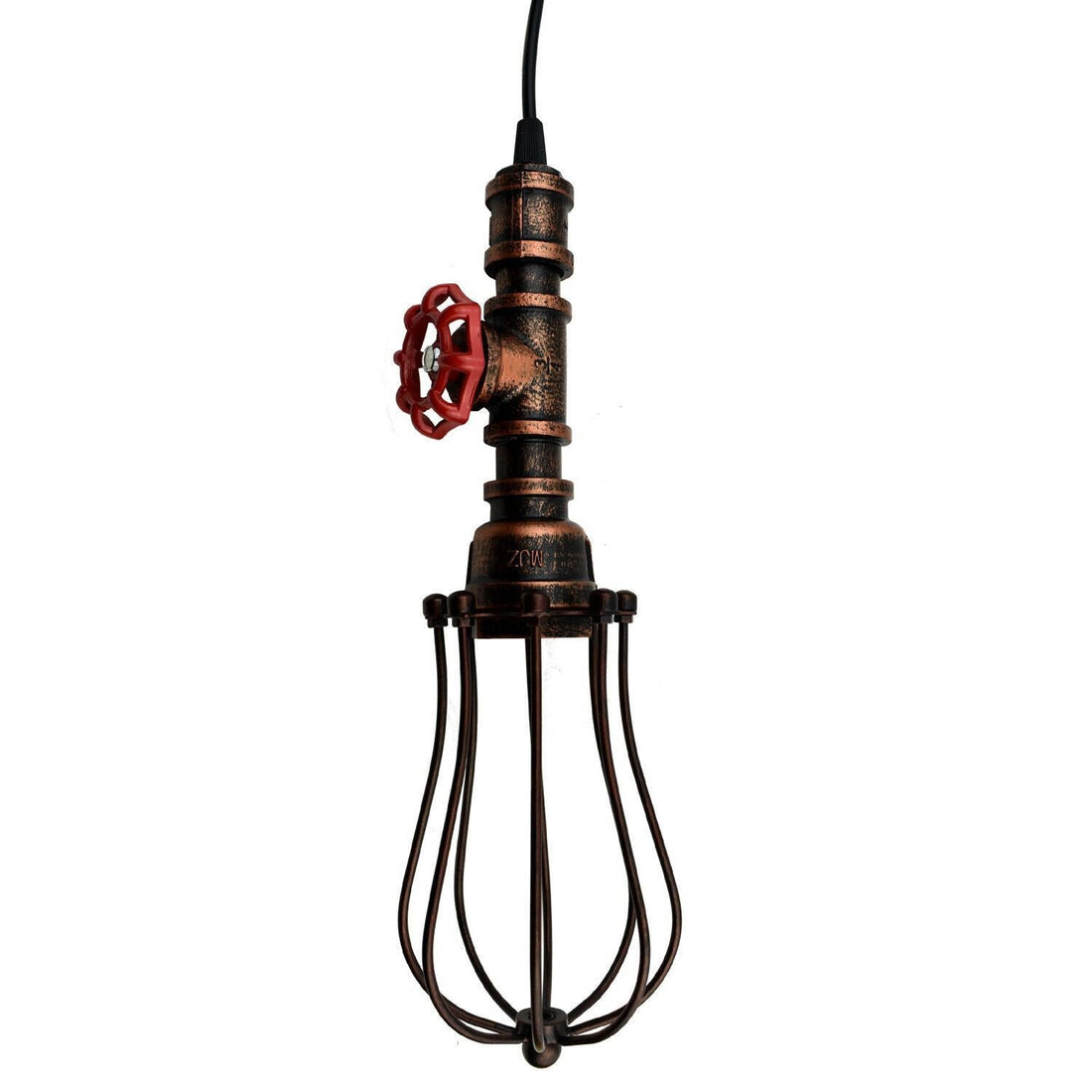 Rustic Red Pendant Light Steampunk Pipe Light Balloon Cage Lamp Hanging Indoor Light Fitting For Kitchen, Living room~1194 - GlenGiftsuk