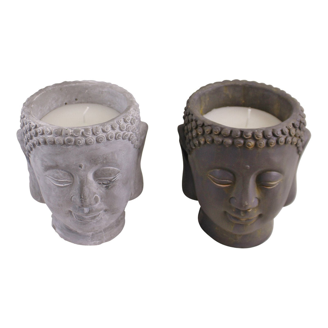 Set of 2 Large Cement Buddha Design Candles - GlenGiftsuk