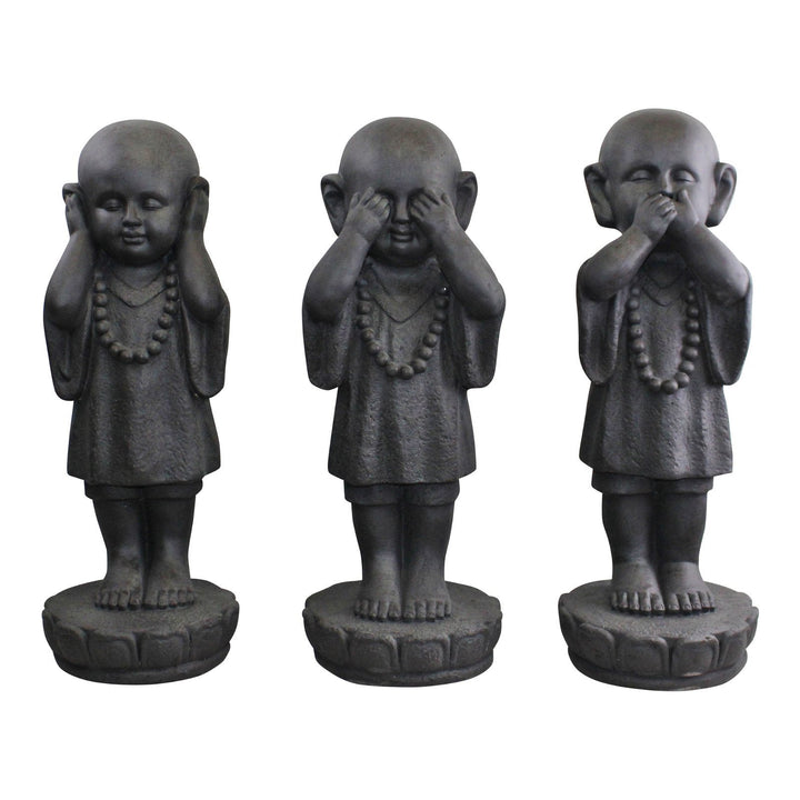 Set Of 3 Stone Effect See No Evil, Hear No Evil, Speak No Evil Monks - GlenGiftsuk