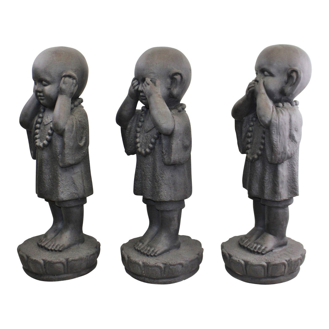 Set Of 3 Stone Effect See No Evil, Hear No Evil, Speak No Evil Monks - GlenGiftsuk