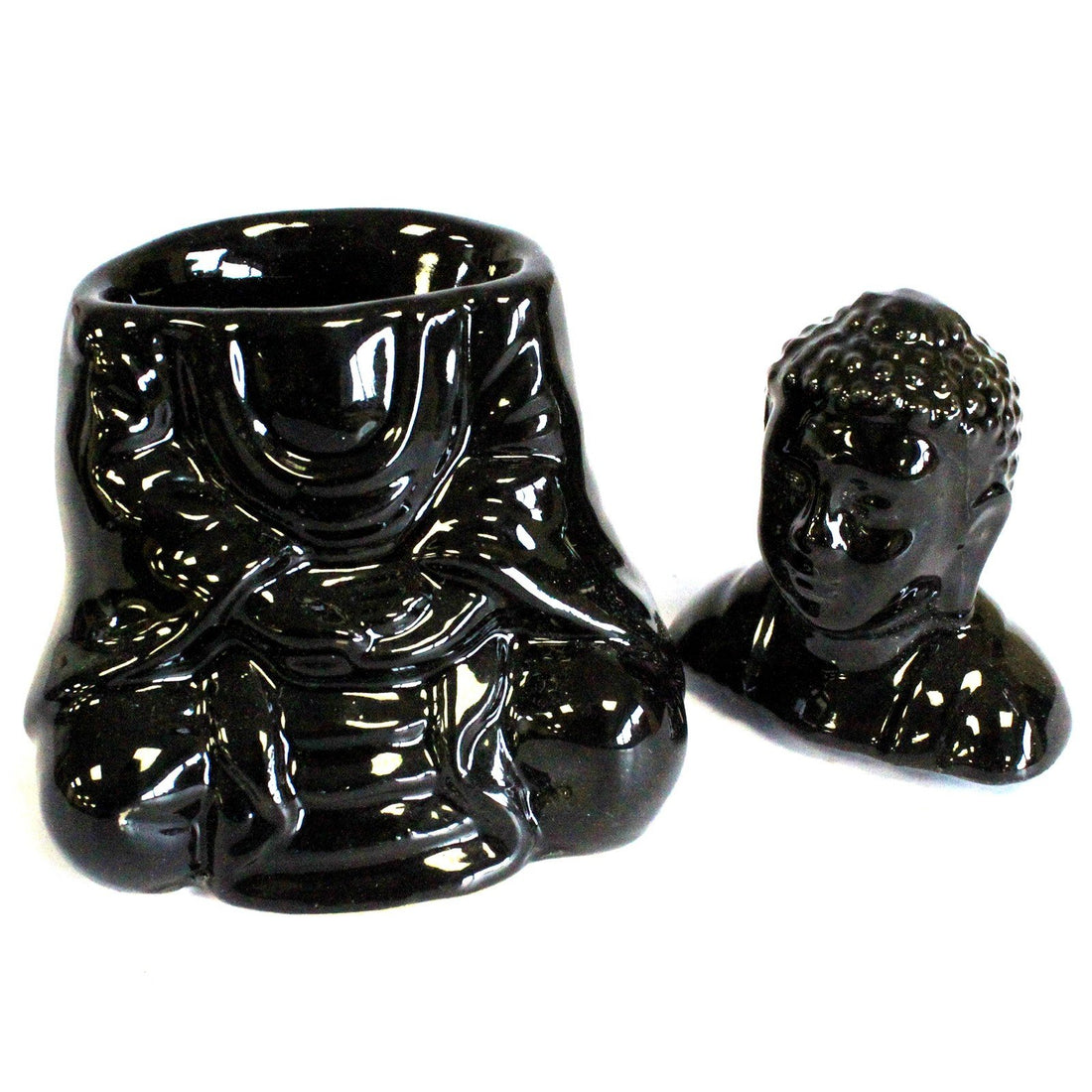 Sitting Buddha Oil Burner - Black - GlenGiftsuk