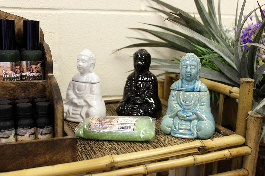 Sitting Buddha Oil Burner - Black - GlenGiftsuk