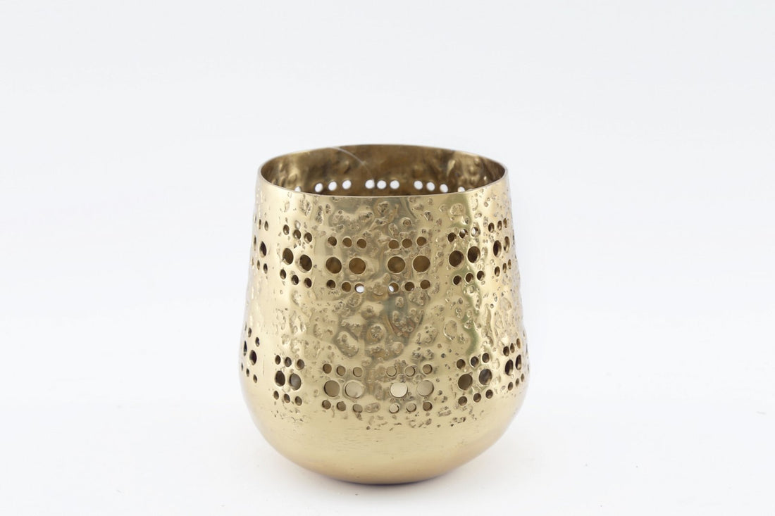 Small Gold Candle Pot 13.5cm - GlenGiftsuk