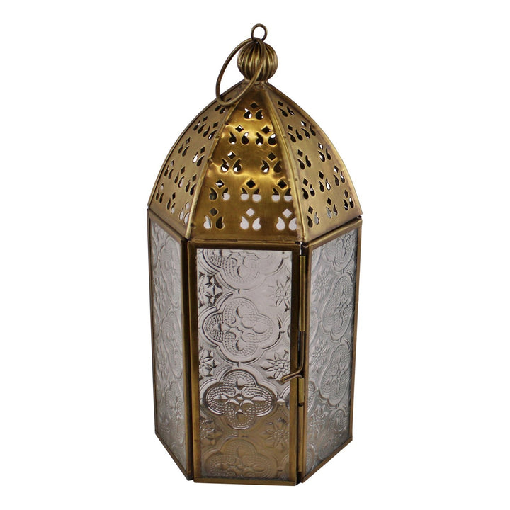 Small Gold Metal Moroccan Style Kasbah Candle Lantern - GlenGiftsuk