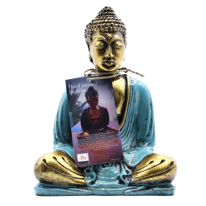 Teal & Gold Buddha - Medium - GlenGiftsuk