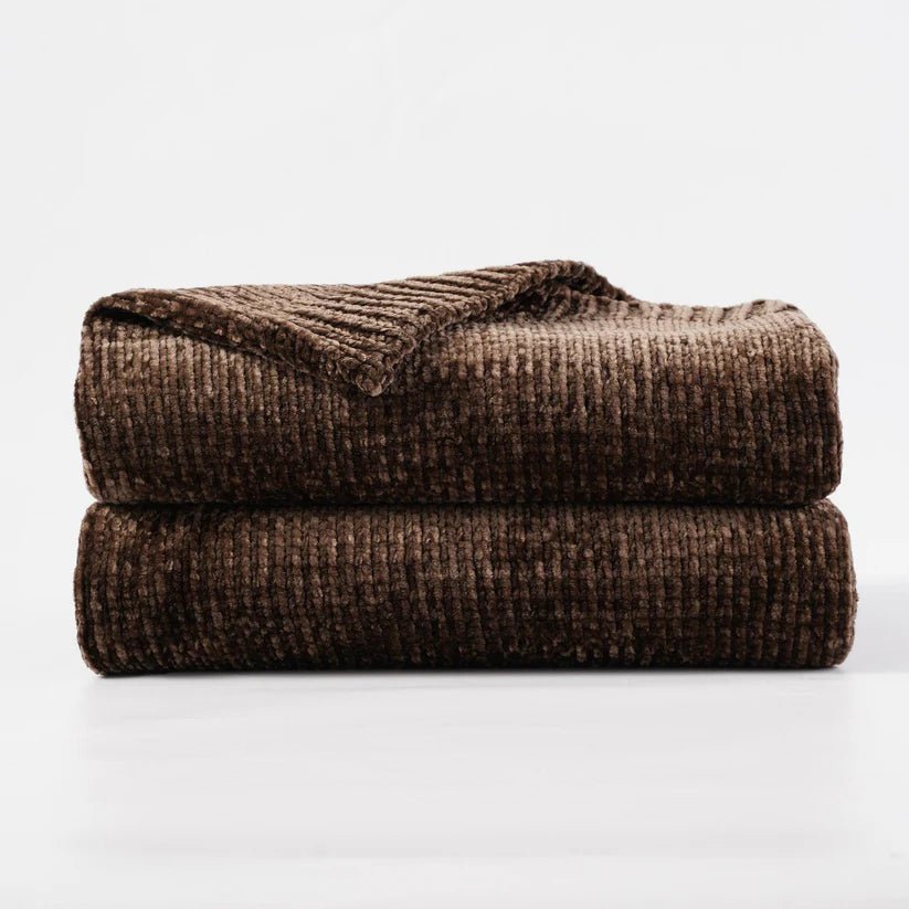 Textured Chenille Knit Throw Blanket - GlenGiftsuk