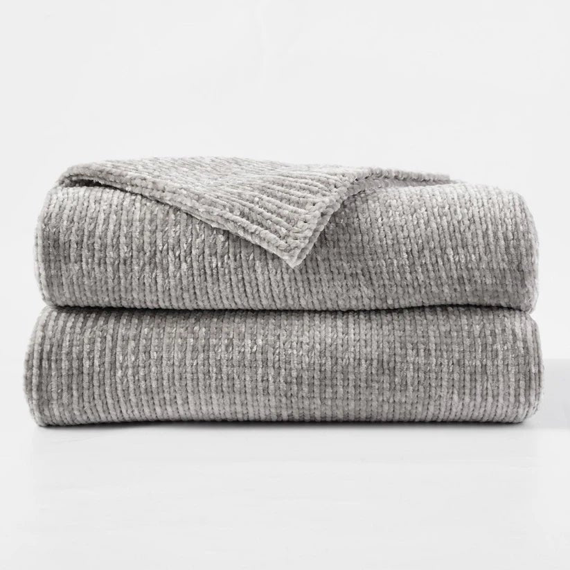 Textured Chenille Knit Throw Blanket - GlenGiftsuk